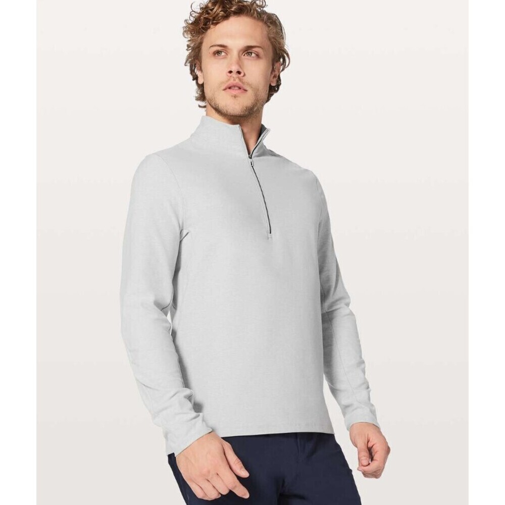 Lululemon Surge Warm 1/2 Zip Heathered Sea Salt Size Medium